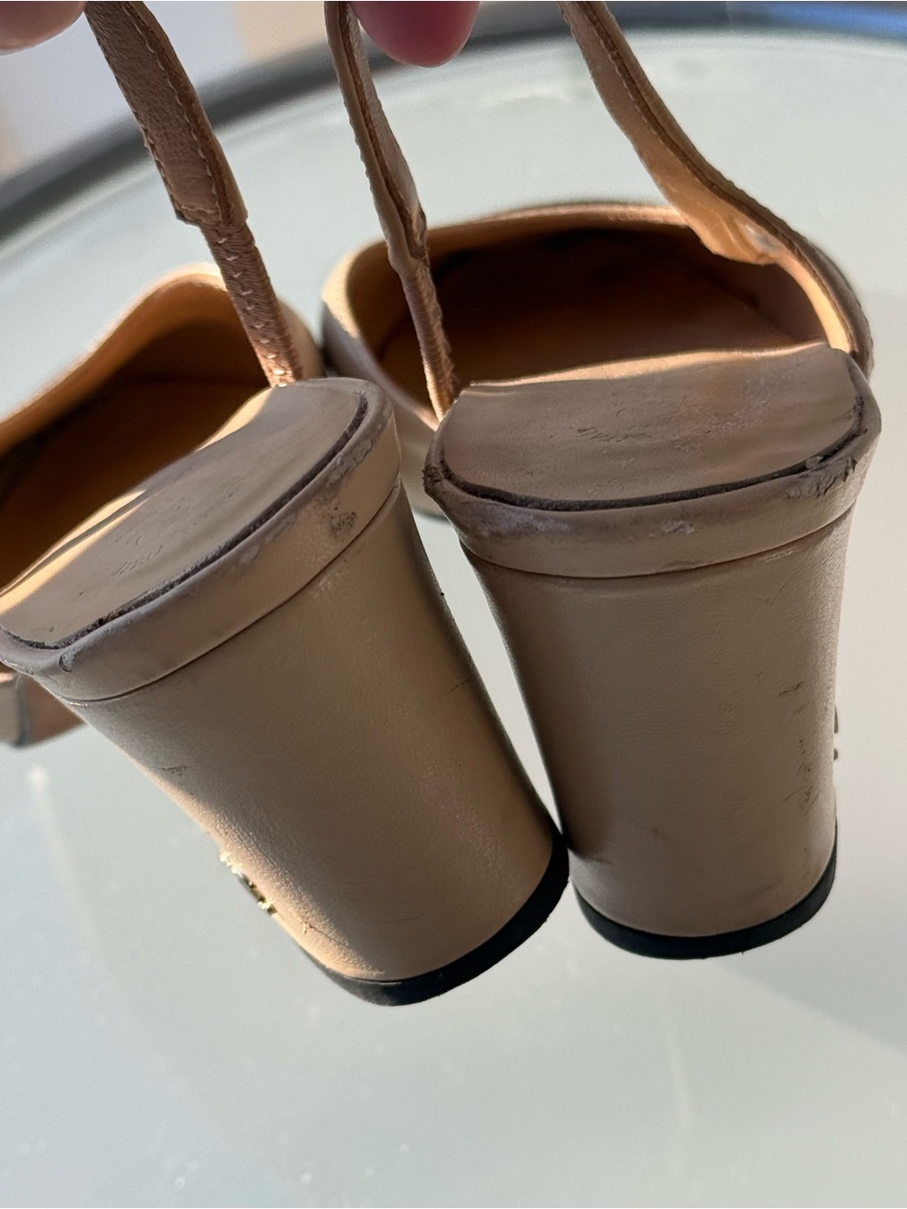 CHANEL Beige and Black Two-Tone Slingback Heels - Picture 6 of 12